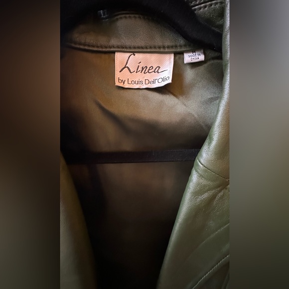 VTG Línea by Louis Dell’Olio Forest Green Zip Front Leather Jacket size medium - Picture 2 of 2